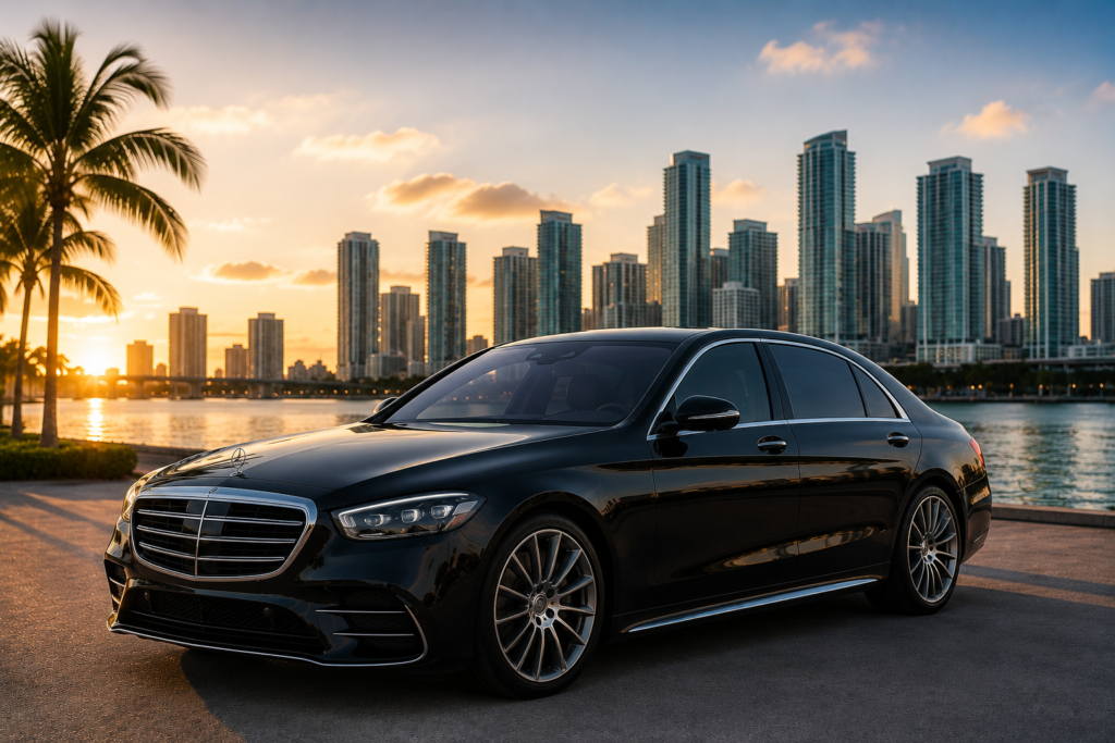 luxury black car service in miami